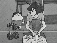 Shin-chan Lazy Chore – Watering the Plants Mischie