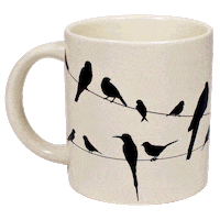 birds mug Sticker by The Unemployed Philosophers Guild