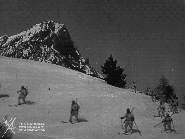 NationalWWIMuseum giphyupload black and white skiing military GIF