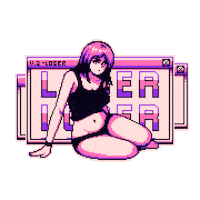 reedloto girl pixelart pink purple Sticker