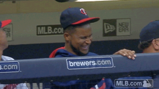 ervin santana laughing GIF by MLB