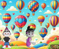 Floating Hot Air Balloon GIF by Zhotcita