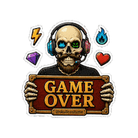 Game Over Skull Sticker