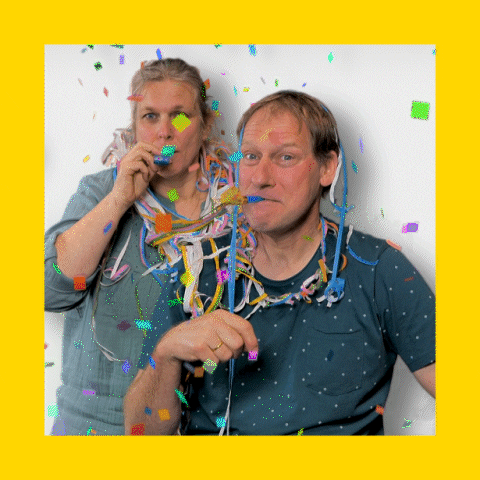 Agrio party thumbs up confetti agrio GIF