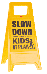 Slow Down Caution Sign Sticker by Razor Worldwide