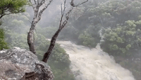 Waterfall in Blue Mountains Rages as Heavy Rain Hits New South Wales