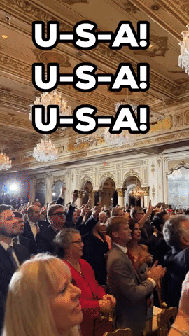 Crowd Chants 'USA' as Trump Takes Stage