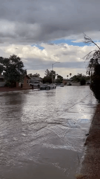 Street Flooded Following Heavy Rain in Las Vegas