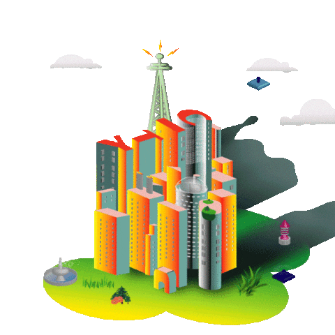megalgar city urban building citylife Sticker