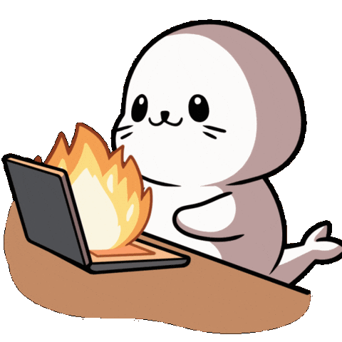 Burning Its Okay Sticker by Sappy Seals