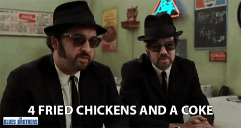 techmarketer blues brothers nick berry 4 fried chickens and a coke GIF