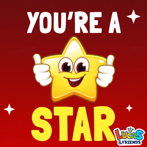 you are a star, you star, you're a star, congrats, positive, well done, shine, youre a star, you are star, you are awesome, gold star, star, you did it, lucasandfriends, rvappstudios, you are the best, superstar, bright, shining star, you're a shining star