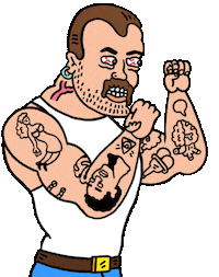 Never Fight A Man With A Perm Sticker by Partisan Records