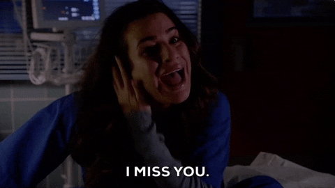 TV gif. Lea Michele as Hester on Scream Queens looks emotional and desperate, saying, "I miss you."