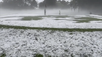 Golf Course Covered in Hail