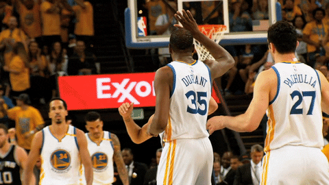 high five nba playoffs GIF by NBA