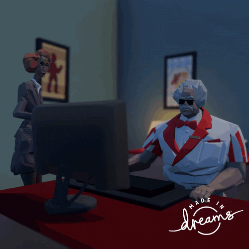 MediaMolecule reaction work computer dreams GIF