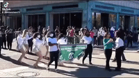 High School Marching Band Perform at Opening of Eminem's Restaurant