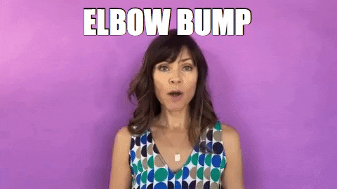 YourHappyWorkplace giphygifmaker your happy workplace wendy conrad elbow bump GIF