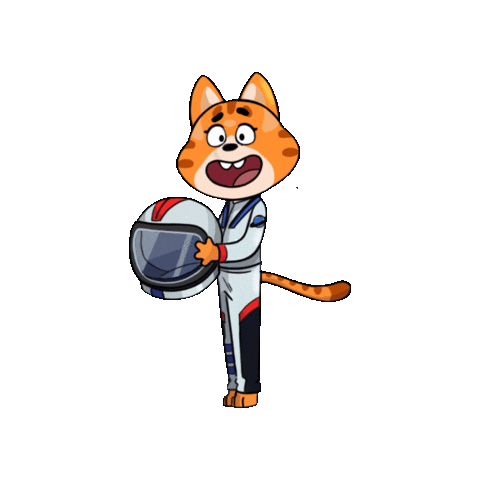 Defencekidz giphygifmaker cat cartoon space Sticker