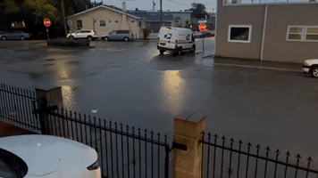 Flooded Streets in Oakland, California, as Powerful Atmospheric River Hits