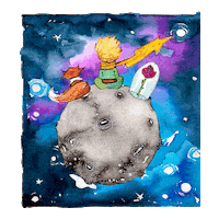 DualPetit space fox moon luna Sticker