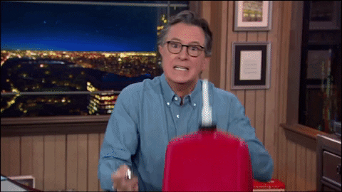 Stephen Colbert Gas Can GIF by The Late Show With Stephen Colbert