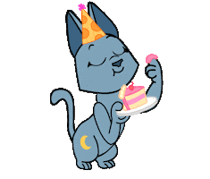 Blue Cat Eating Sticker by The High Meows