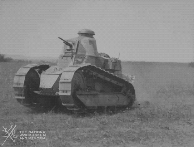 NationalWWIMuseum giphyupload black and white military tank GIF