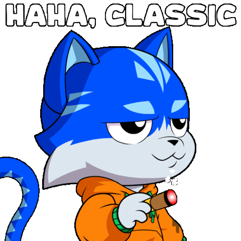 Here We Go Again Laughing Sticker by Toshithecat