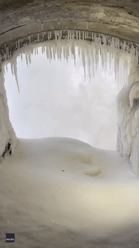 Spectacular Icicles Form Under Niagara Falls in Arctic Blast