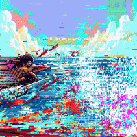 Sachcoothearty pixelart summer water ocean GIF