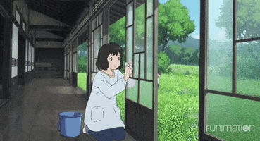wolf children cleaning GIF by Funimation