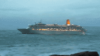 Cruise Liner Rides Rough Seas Off Spain