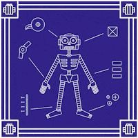 Telletec television robot skull skeleton GIF