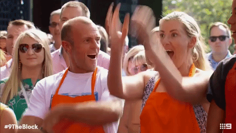surprise celebrate GIF by theblock