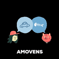 Amovens cat car blue red GIF
