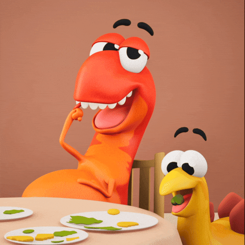 Good Vibes Eating GIF by Claynosaurz