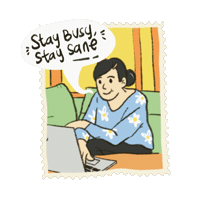 Cellamatpagi working decor stamp wfh Sticker