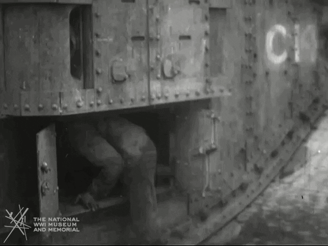 NationalWWIMuseum giphyupload black and white military tank GIF