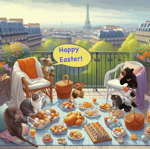 lynettearden giphyattribution happy easter travelling cat travelling cat in paris GIF