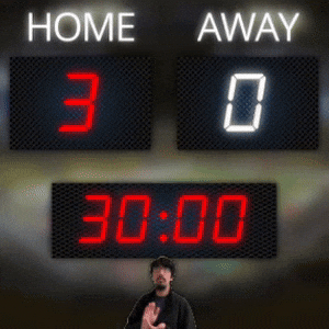 Home: 3, Away: 0