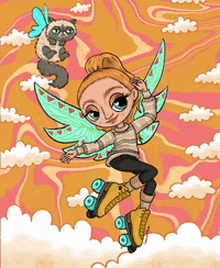 Butterfly Roller Skate GIF by Camilla Art Illustrations