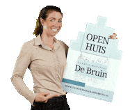 taxatiemakelaardebruin open makelaar huis te koop Sticker