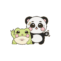 lightupkshop cute panda waving frog Sticker
