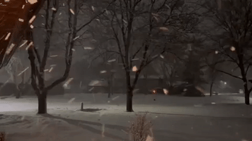 Thick Snowflakes Swirl in New Richmond, Wisconsin