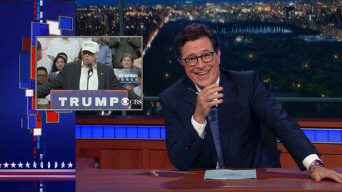 donald trump laughing GIF by The Late Show With Stephen Colbert