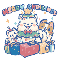 Merry Christmas Dog Sticker by Lazy Corgi