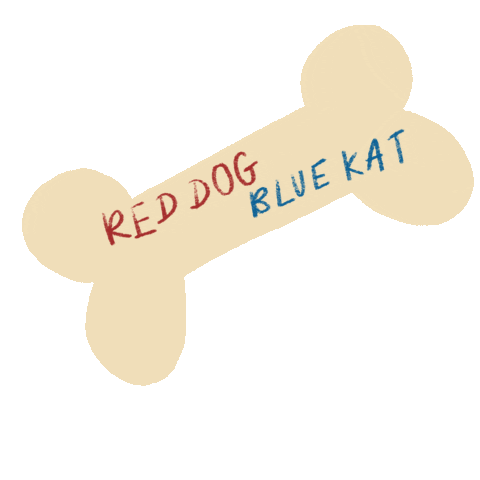 Reddogbluekat giphyupload bone rdbk red dog blue kat Sticker