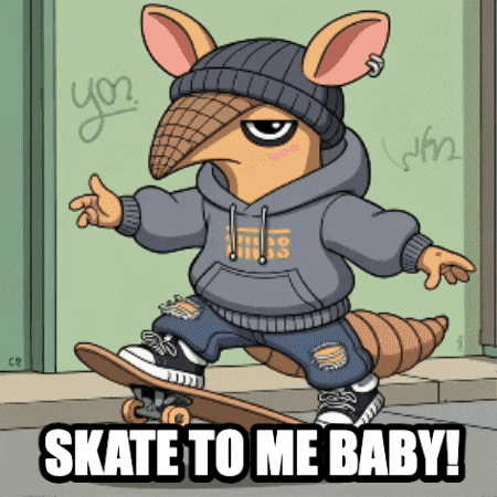 chillodillo giphygifmaker cool skate armadillo GIF
